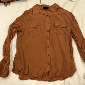 Caramel long sleeve button up top